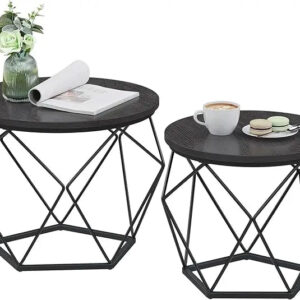 Rundes Couchtisch-Set, 2-teilig, moderner Wohnzimmertisch, Beistelltische