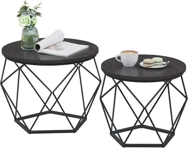 Rundes Couchtisch-Set, 2-teilig, moderner Wohnzimmertisch, Beistelltische