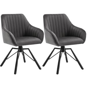 2-teiliges Set drehbare Esszimmerstühle aus Samt, ergonomischer Freizeitstuhl mit gepolsterten Armlehnen, für Wohnzimmer und Küche