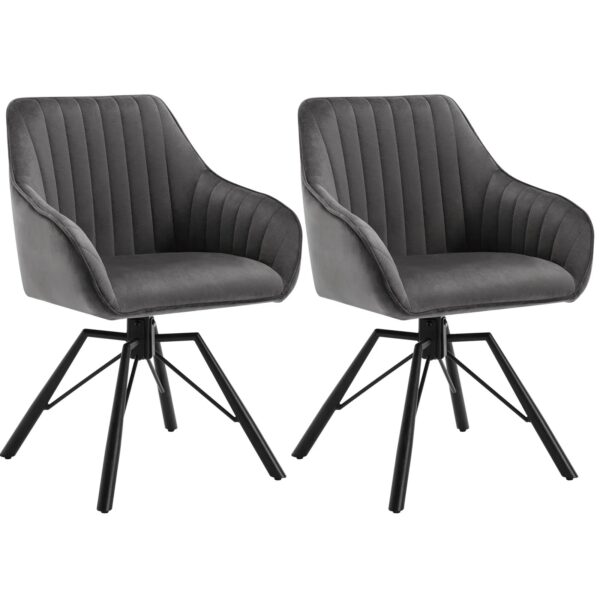 2-teiliges Set drehbare Esszimmerstühle aus Samt, ergonomischer Freizeitstuhl mit gepolsterten Armlehnen, für Wohnzimmer und Küche