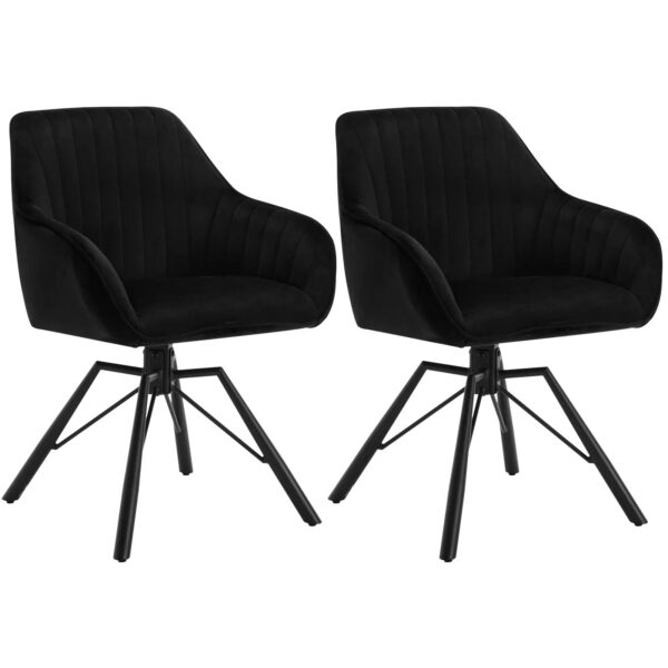 2-teiliges Set drehbare Esszimmerstühle aus Samt, ergonomischer Freizeitstuhl mit gepolsterten Armlehnen, für Wohnzimmer und Küche – Bild 3